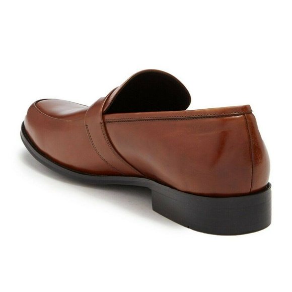 Karl Lagerfeld Paris Leather Loafers Cognac Men’s NEW